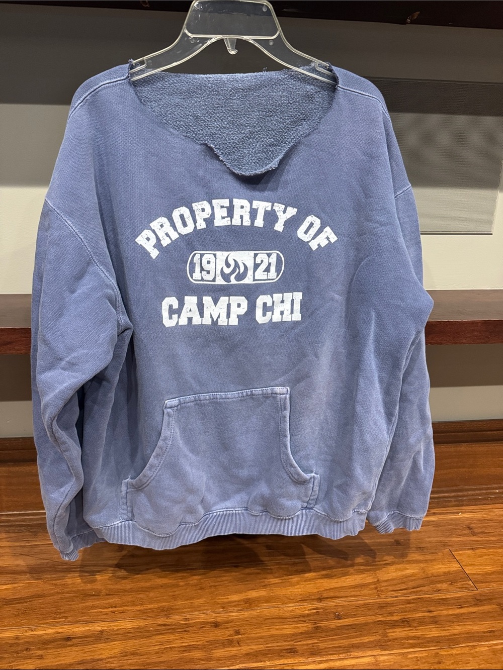 Camp Chi 'Property of' Pullover Sweatshirt in Faded Blue